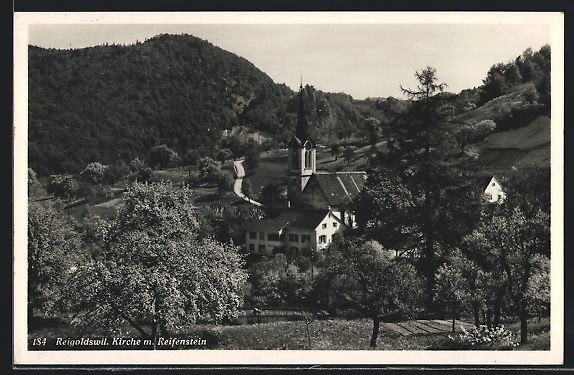 Cartoline postali: AK Reigoldswil, Kirche mit Reifenstein – Usato da Berlin venduto da bartko-reher