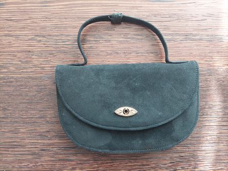 Schwarze Wildleder Handtasche, Täschchen, Clutch Vintage