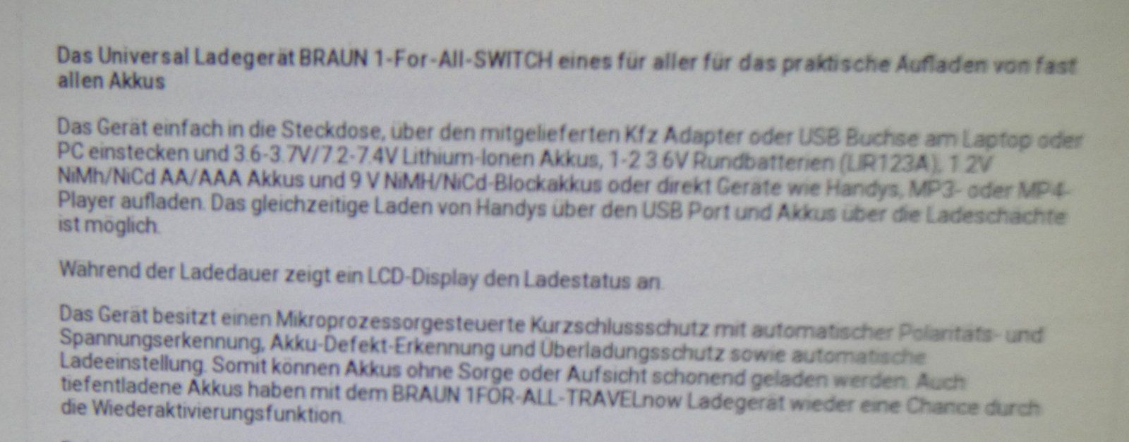 Caricabatterie: BRAUN 1 for All-SWITCH Universal-Ladegerät – Usato da Dietlikon venduto da kes_j6d7 2