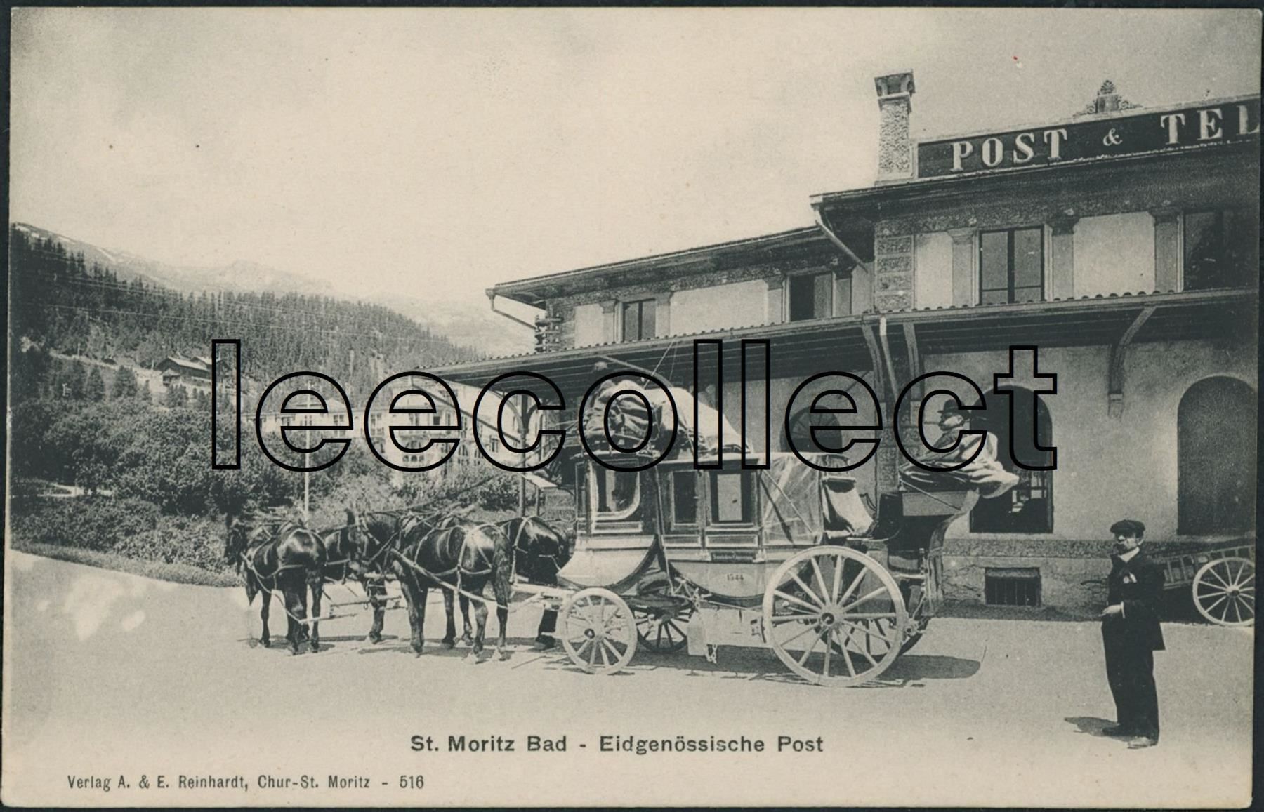 Cartoline postali: GRS St. Moritz Bad - Maloja Postkutsche – Usato da Schindellegi venduto da leecollect