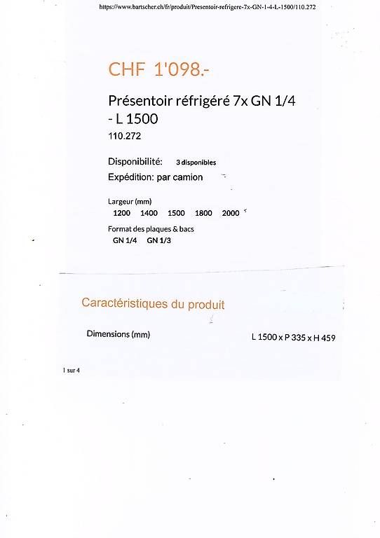 Réfrigérateurs: PRESENTOIR REFRIGERE BARTSCHER – D'occasion à Orsières par reg_9wmb 1