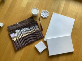 Mal Set, Pinsel, Modellierpaste, Leinwand und mehr