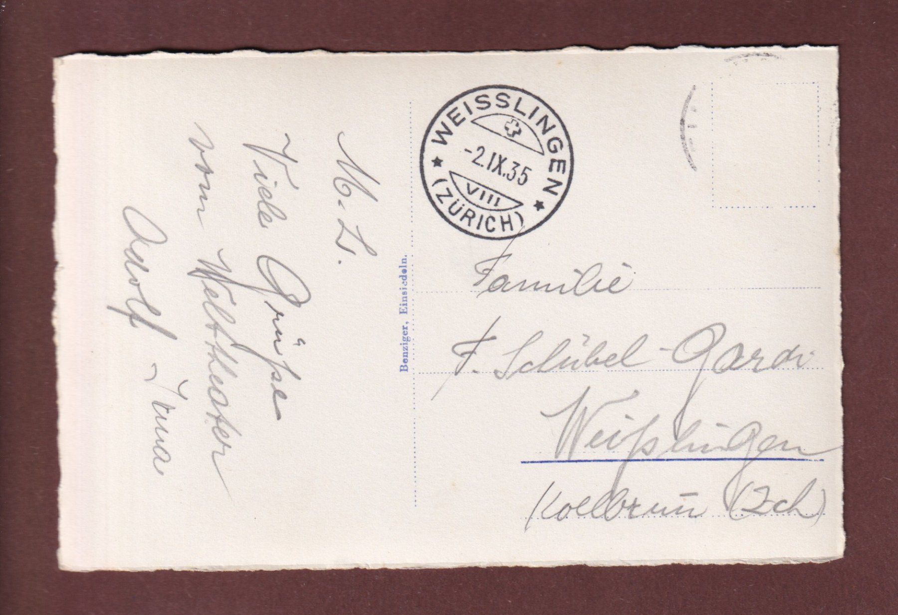 Cartoline postali: EINSIEDELN - Kloster - Flugaufname - 1935 – Usato da Pully venduto da nicecards-shop 1