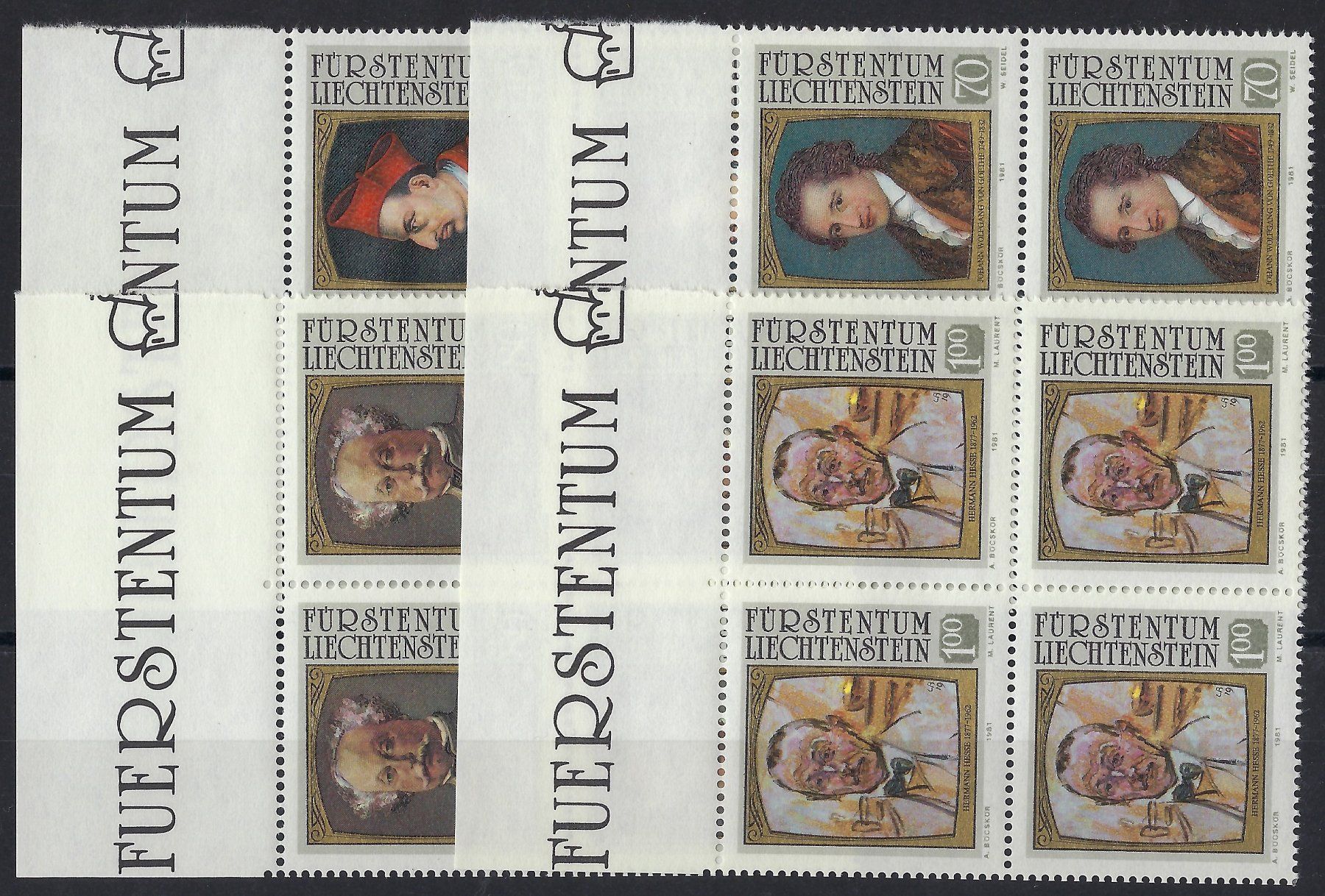 Tutti i francobolli: FL 4er-Blockserie Gemälde 1981 ** – Nuovo (secondo la descrizione) da Morgarten venduto da mech58
