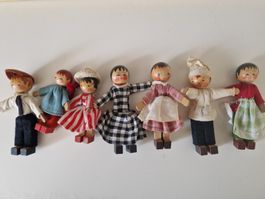 Biegepuppen 7-Set, 40-50-er, Vintage, rar