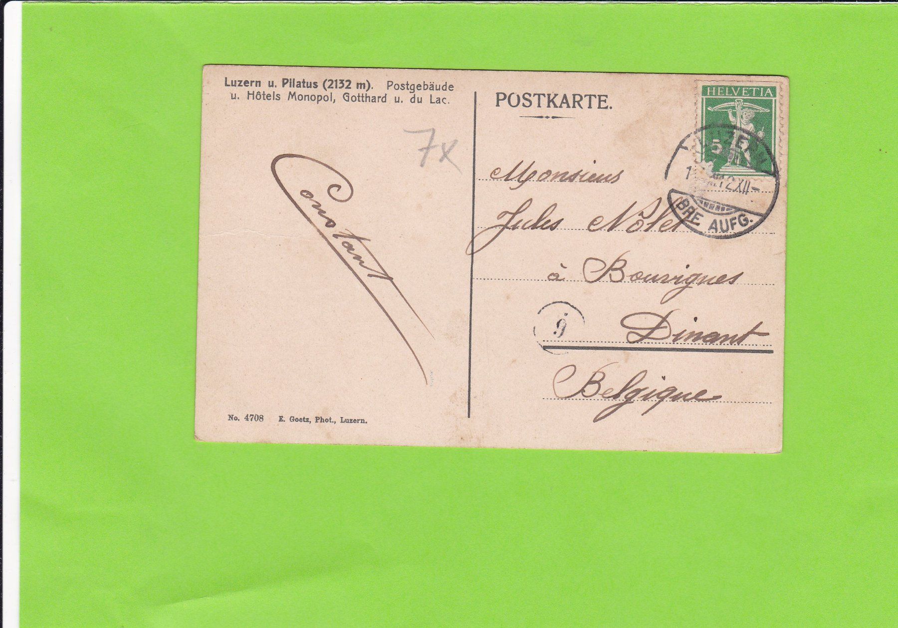 Cartoline postali: Luzern-Postgebäude-Hotels – Usato da St. Peterzell venduto da neckertal 1
