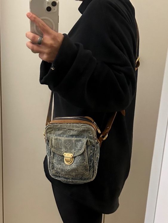 Louis Vuitton Blue Denim Monogram & Vachetta Trim Camera BAG Kaufen