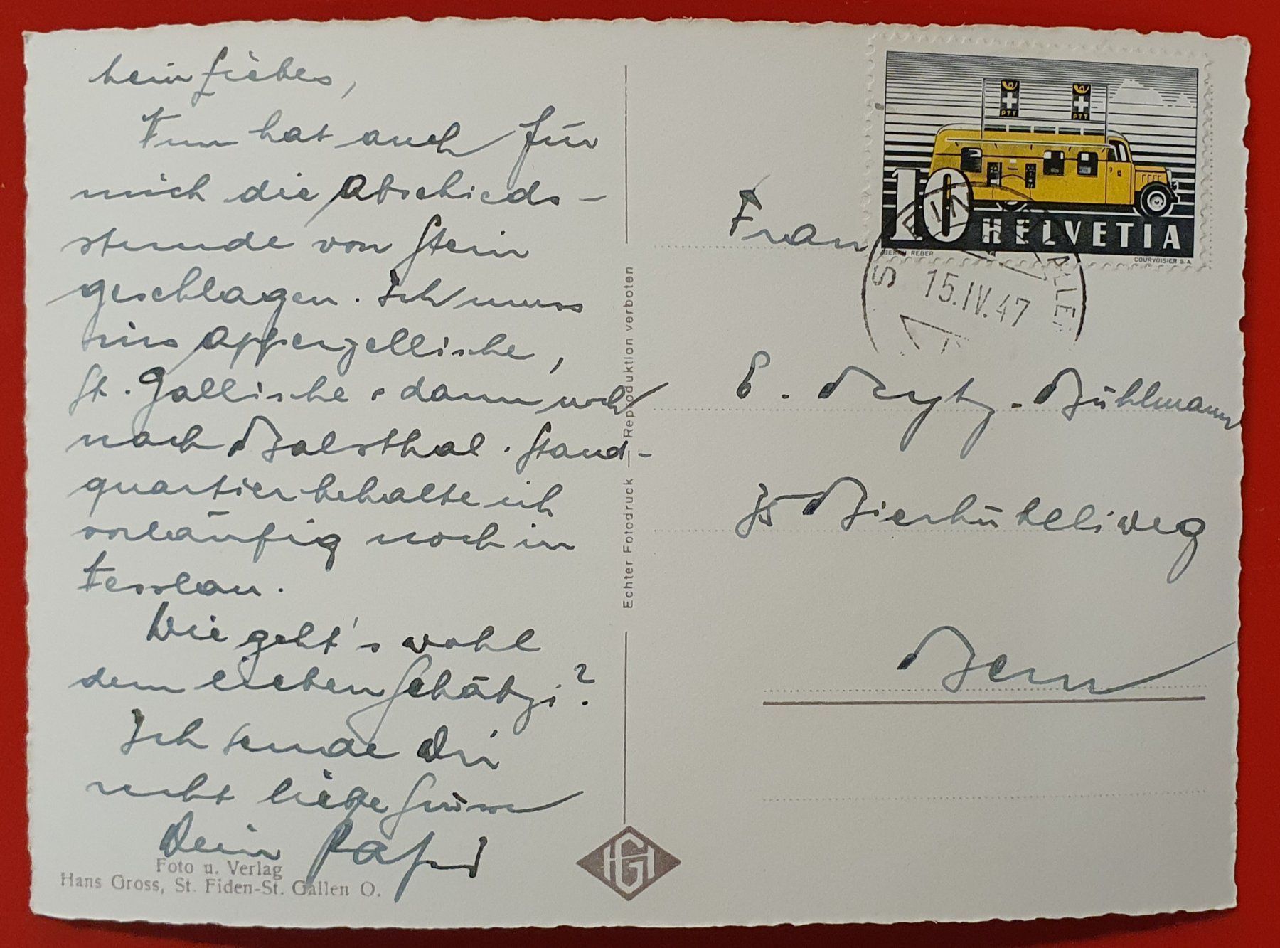 Cartoline postali: Stein 1947 - mit Goggeien & Speer – Usato da Kreuzlingen venduto da Rschweiz1 1