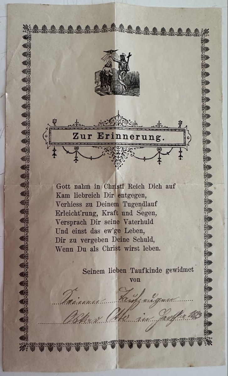 Documents: Antiker Taufschein – D'occasion à Duebendorf par 69R81y 2