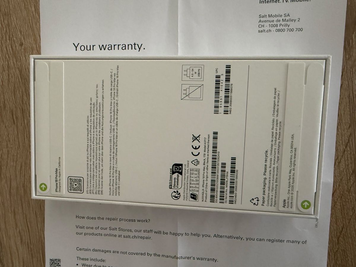 Apple Handys / Smartphones: iPhone 18 pro max  – Neu und originalverpackt aus Kloten von lae_w768 4
