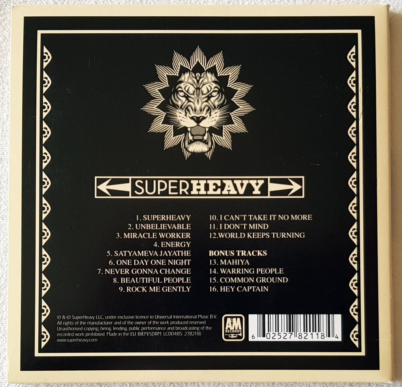 CD: SuperHeavy - SuperHeavy - 2011 - Digipak - Deluxe Version – Usato da Uster venduto da Zardodel 2