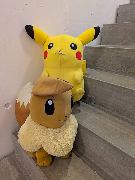 Jouets: 2x Grosse Pokémon Plüschtiere: Pikachu & Evoli  – D'occasion à Sarnen par k_d_j8gq