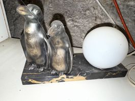 Pinguin Lampe, Vintage Tischlampe, Marmorsockel, Top! (52)