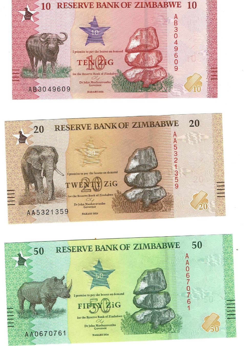 Banconote: Zimbabwe Set 3 Stk 10-50 Zig UNZ – Nuovo (secondo la descrizione) da Steffisburg venduto da ber_8htf