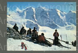 AK color Diavolezza GR belebte Skirast gegen Palü ≈ 1978