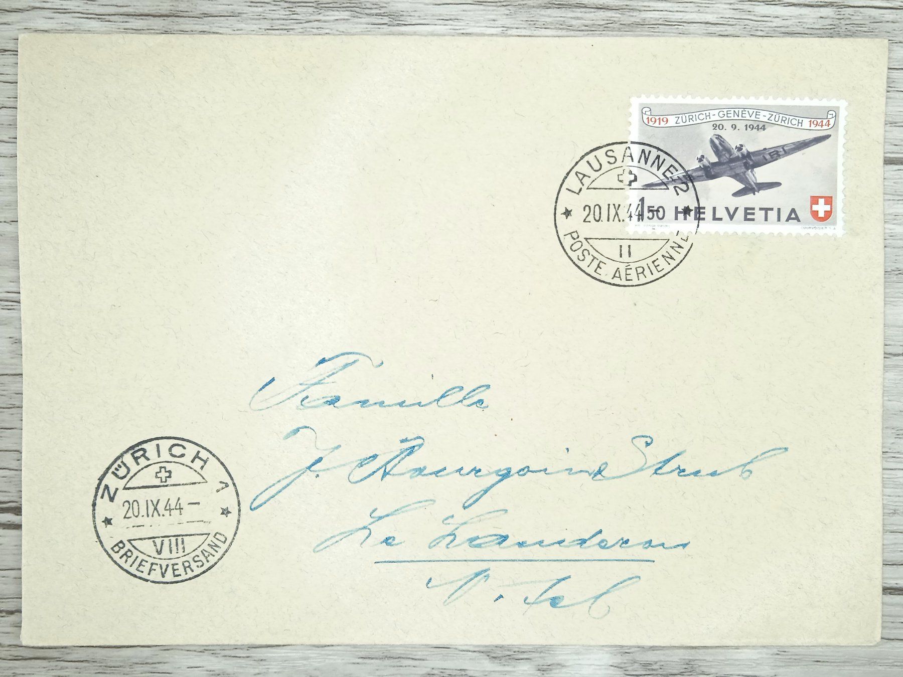 Tutti i francobolli: TR06 Enveloppe + Timbre Suisse 1944 – Usato da Cousset venduto da Patrick_Collections