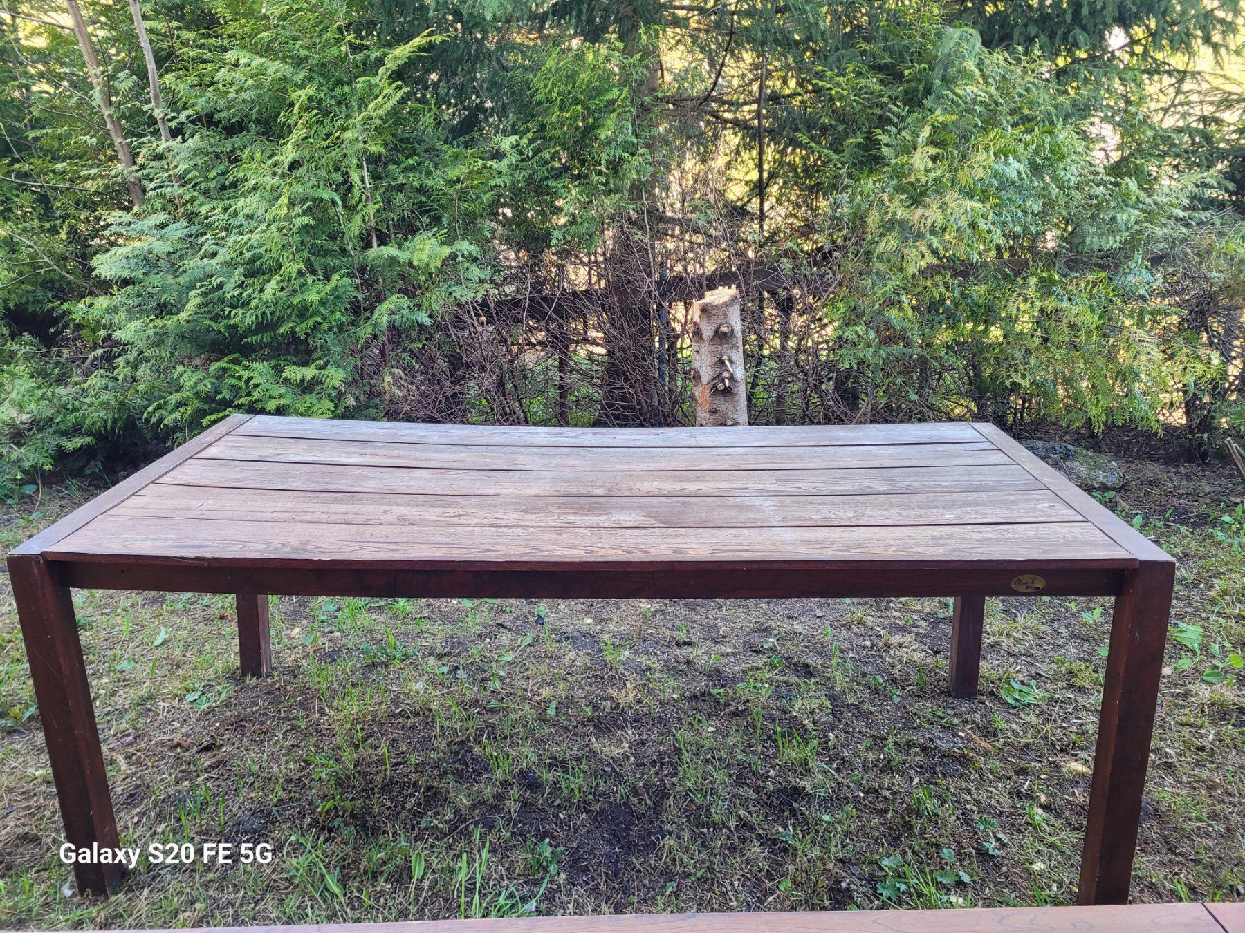Set di tavolo e panche: Teak Holz, 8er Gartentisch mit Bänken. – Usato da Alpthal venduto da GiGa76 1