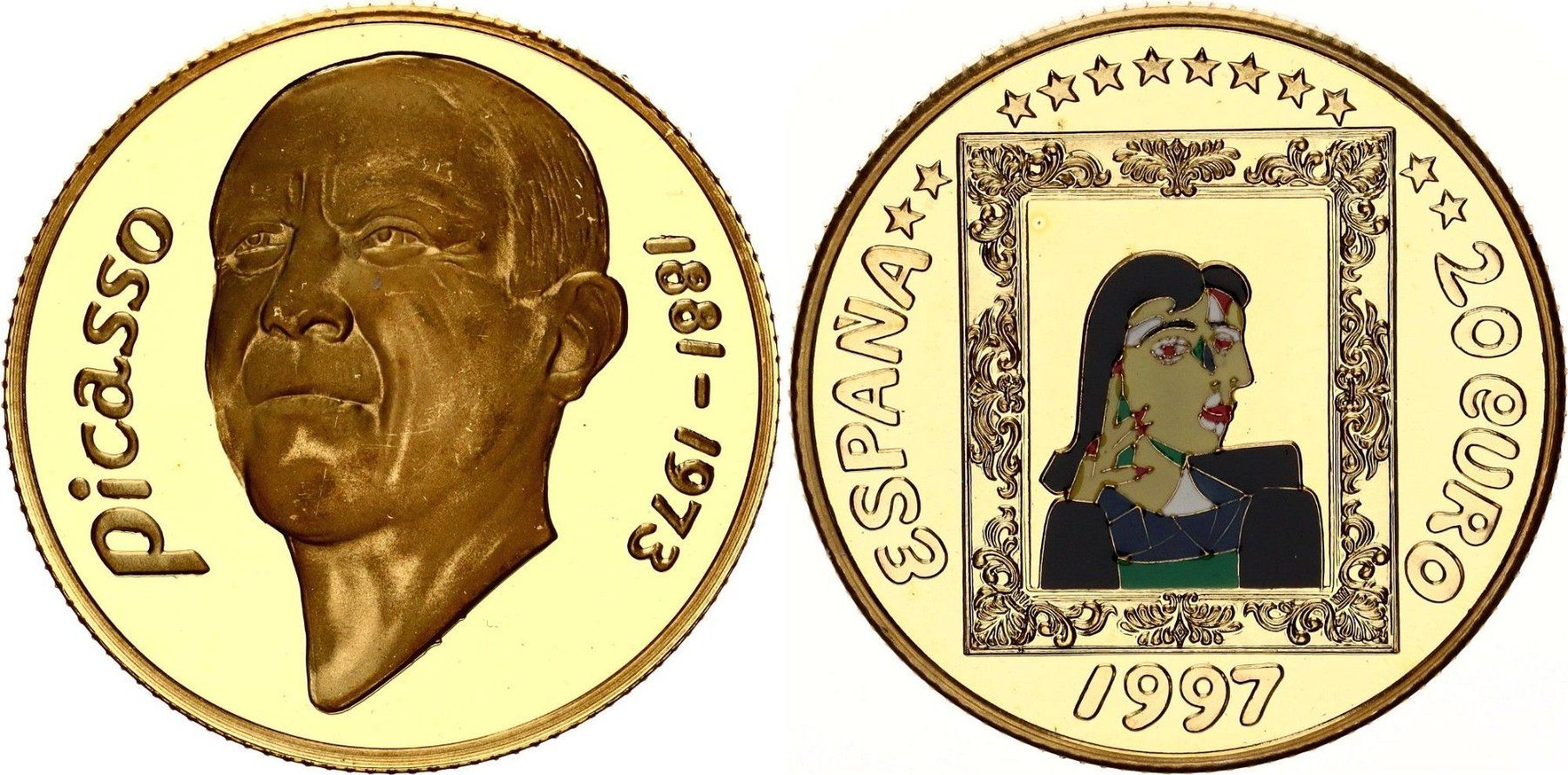 Tutti le monete: Spanien: 20 Euros Picasso 1997 – Nuovo (secondo la descrizione) da Liestal venduto da fibonaccis