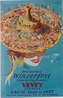 VEVEY WINZERFEST STROHHUT 1955 - Original Plakat