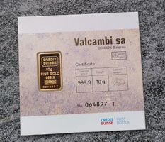 Goldbarren 10g - Valcambi Credit Suisse First Boston