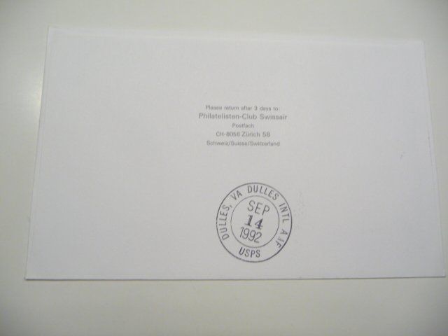 Alle Briefmarken: 1992  Erstflug  Zürich-Washington D.C. /FL – Neu und originalverpackt aus Kloten von zimboida 1