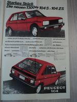 Prospekt Werbung Peugeot 104S 104ZS 1980