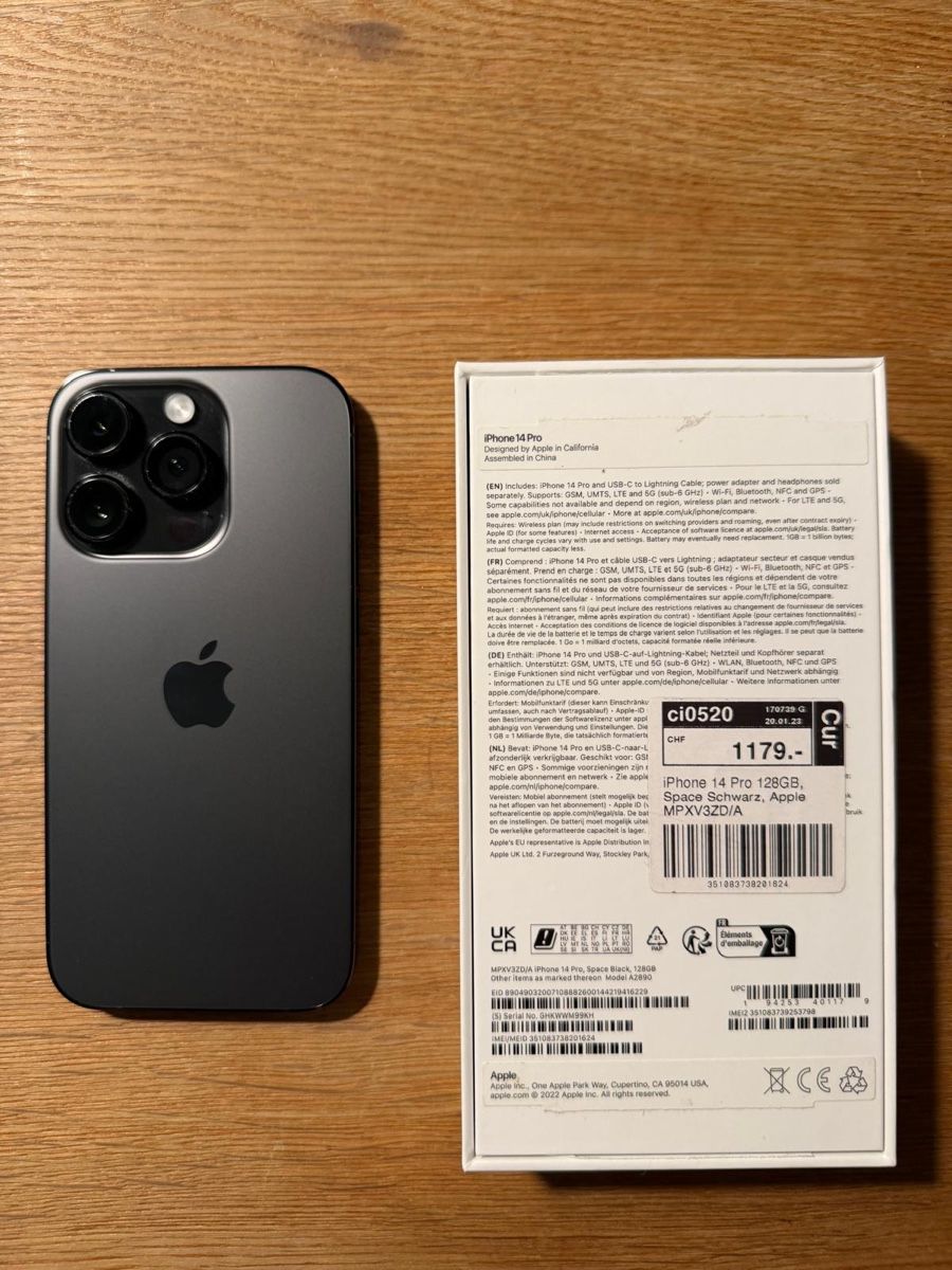Apple Telefoni cellulari / Smartphones: Iphone 14 Pro 128GB Space Black – Usato da Chur venduto da Silu527 1