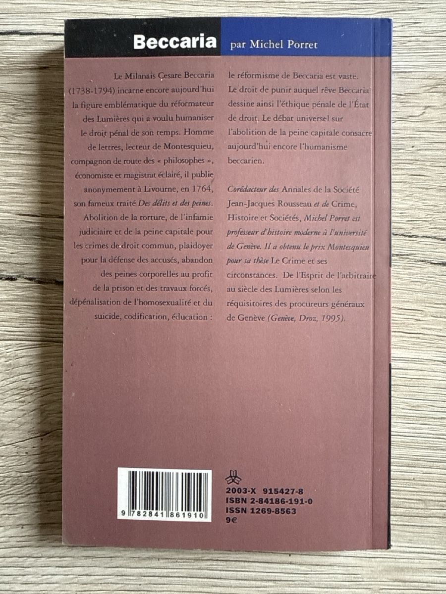 Libri: Beccaria - Le Droit de punir – Nuovo e nell'imballaggio originale da Genève venduto da DoualS 1