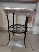 Beistelltisch IKEA Metall Glas mit Blumenmuster neu