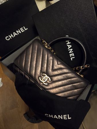 Chanel Handtasche schwarz gesteppt, gebraucht guter Zustand