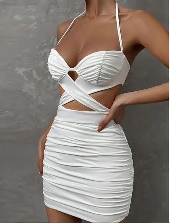 NEUES heisses Kleid uni weiss Gr. XS - 224322