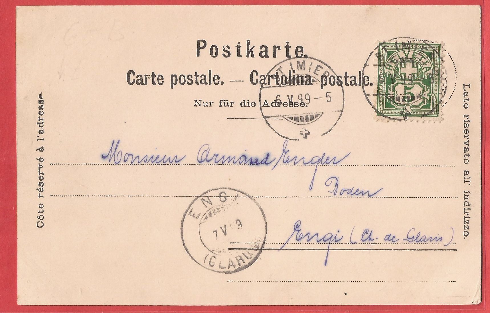 Cartoline postali: Valangin - Kutsche bei Café au Pont - 1899 – Usato da Fislisbach venduto da Porano 1