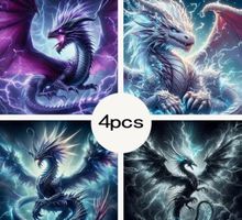 Diamond Painting : Donnerdrache - 4er Set : 4x 20x20cm