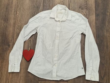 Bluse Milano Italy gepunktet weiss Grösse 34 guter Zustand