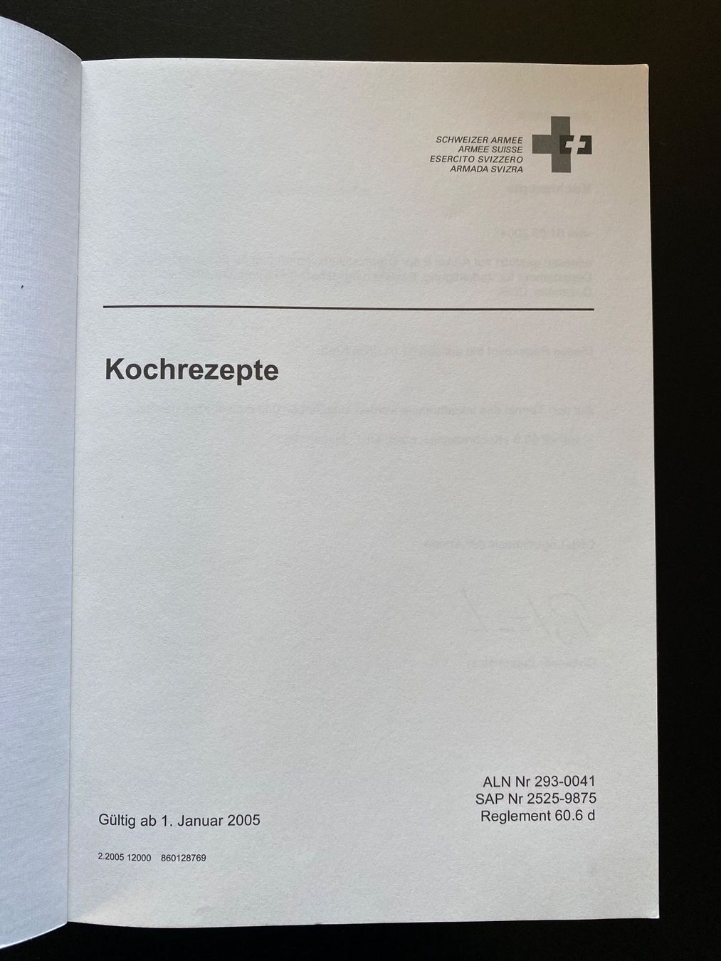 Libri: Schweizer Armee Kochrezepte / Reglement 60.6 d – Usato da Nussbaumen AG venduto da schuba2000 1