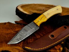 Geprüft! 1A Knife Faltenstahl DAMASCUS Damast Jagd Messer