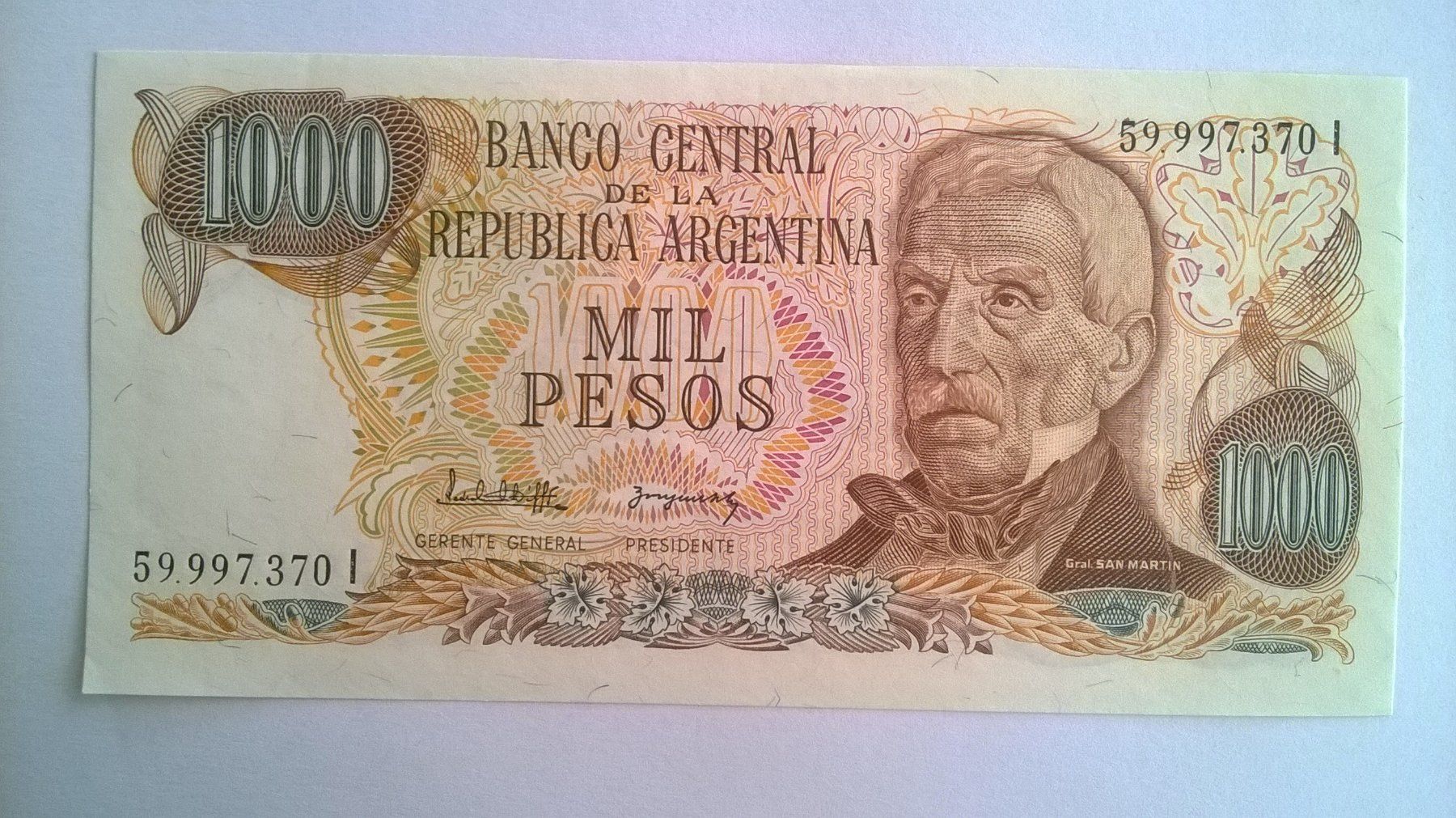Banknoten: Billet banque Argentine 1000 Pesos série 1976/82 UNC – Neu (gemäss Beschreibung) aus Fontainemelon von cathare67