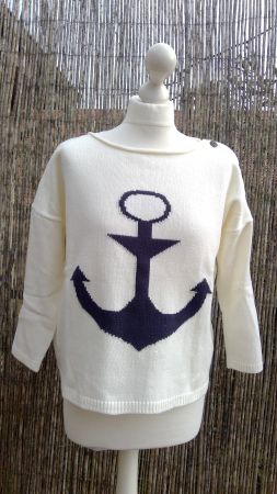 Pullover écru motif ANCRE marque L.O.G.G., taille S