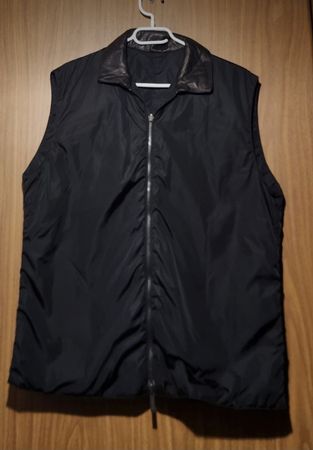 Gilet Unisexe Jil Sander noir avec col en cuir  L/XL 