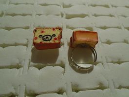 Kinder-Fingerring Kuchenstück, Cake, Bärengesicht