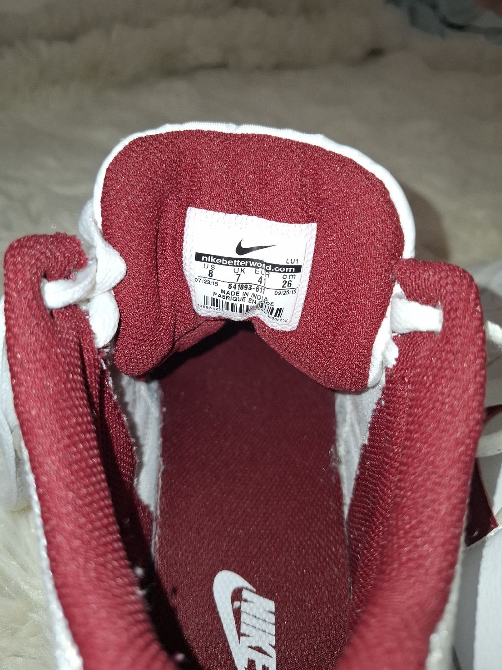 Nike Scarpe da uomo: Nike Ebernon Mid blanc/bordeaux 2015 Taille 41 – Usato da Le Locle venduto da QUALI-PRIX 6