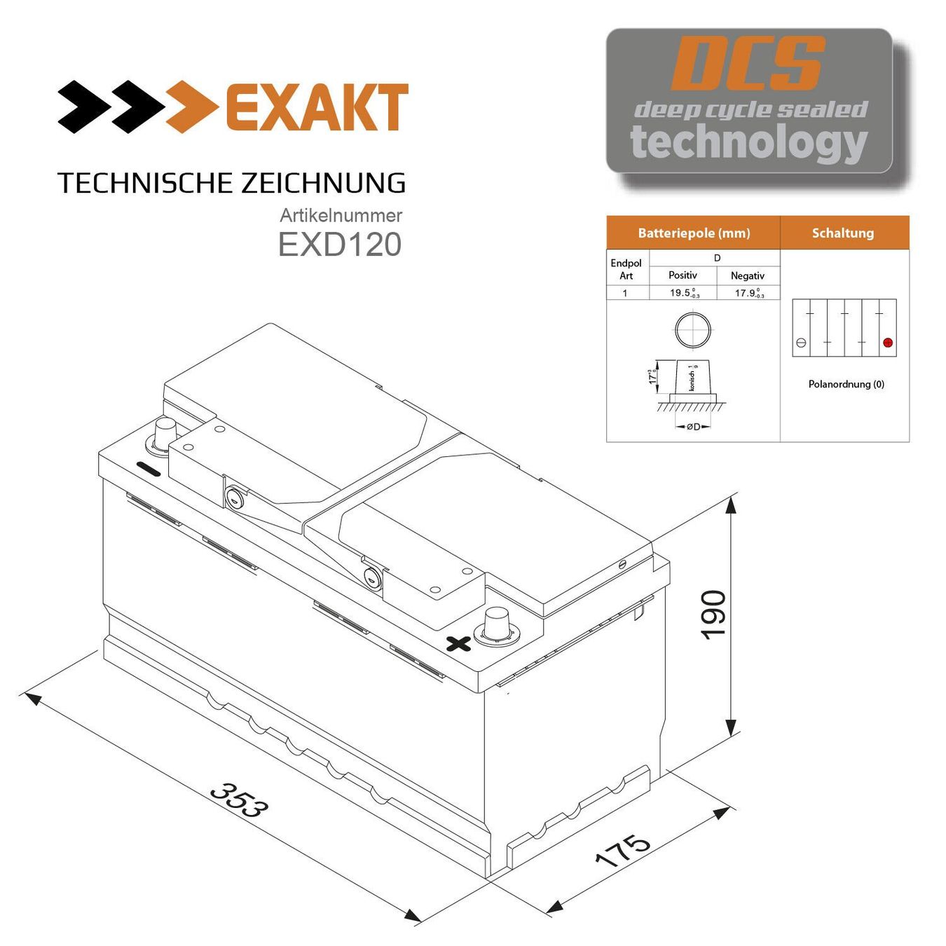 Electrotechnique: EXAKT Solarbatterie 120Ah 12V – Neuf avec emballage d'origine à Bottighofen par zaap 3