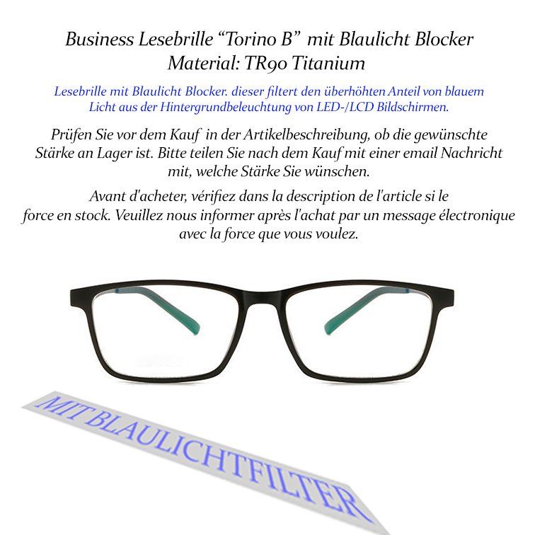 Occhiali & Lenti: Lesebrille Torino B +1.5 Anti Blue TR90 Titanium – Nuovo e nell'imballaggio originale da Pfäffikon SZ venduto da ANNAPURNA8091