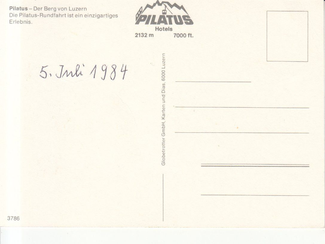 Cartoline postali: Pilatus 1984 – Usato da Bürglen TG venduto da StampGraf 1
