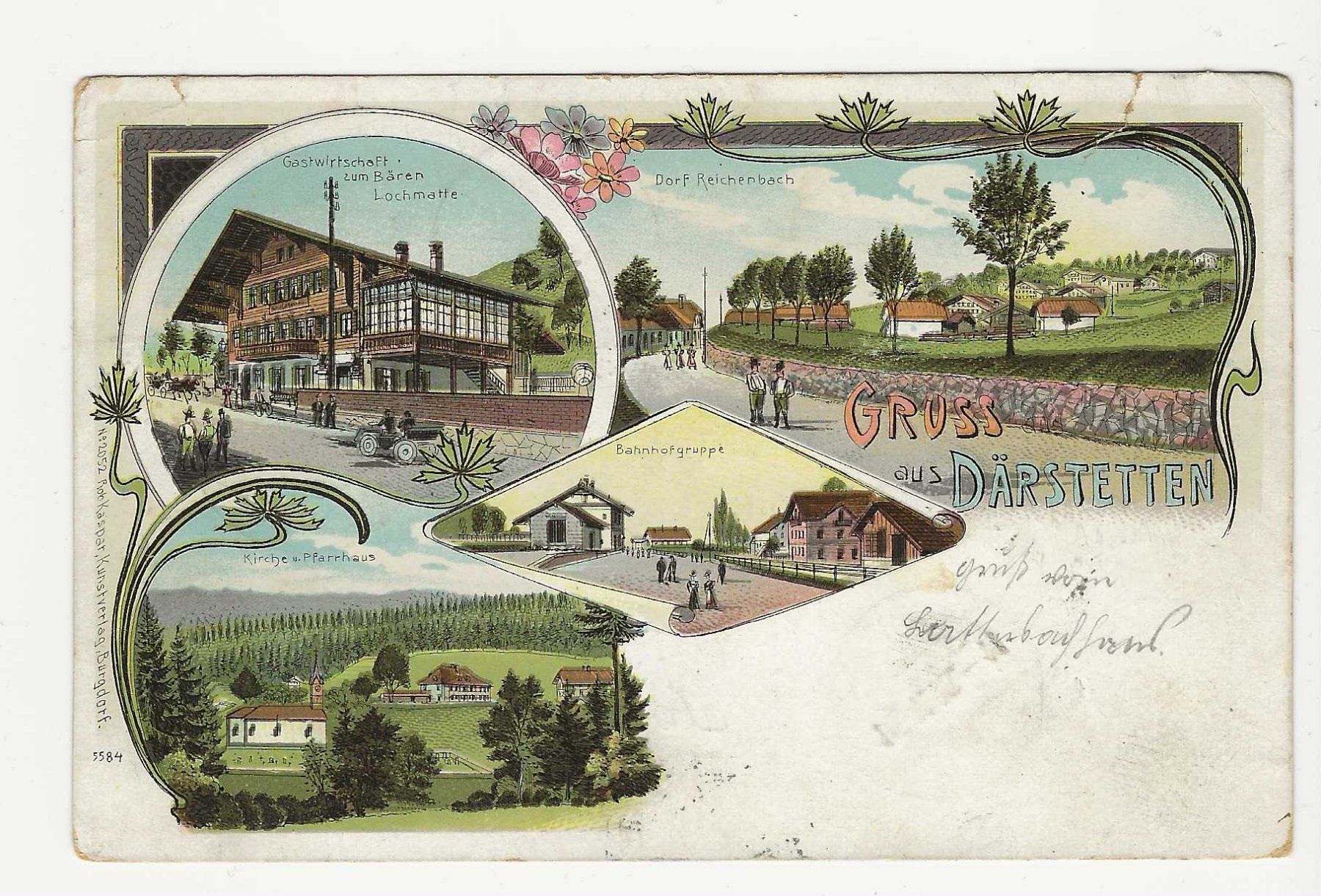 Cartoline postali: GRUSS AUS DÄRSTETTEN    1906 – Usato da Küttigen venduto da rolypo