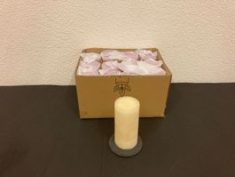 Kerzen 12 Stück a je 6,8 x 14 cm,ca. 420g, Creme Raureif