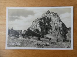 Alte AK vom Gasthaus Holzegg mit dem Myten, gelaufen
