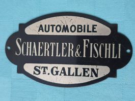 AUTOMOBILE SCHAERTLER & FISCHLI ST.GALLEN Metallschild