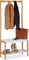 Garderobe Garderobenständer Bambus Schuhregal mit 4 Haken