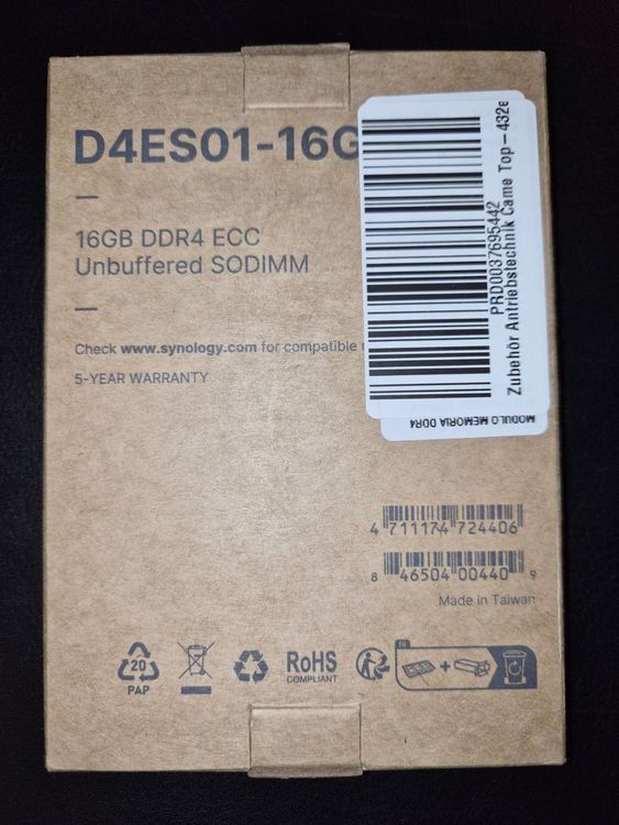 Memory / RAM: Synology D4ES01-16G Neu und Original – Neu und originalverpackt aus Baar von redbull04 1